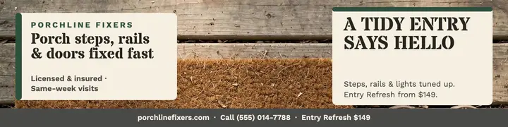 Porchline Fixers coir mat banner template