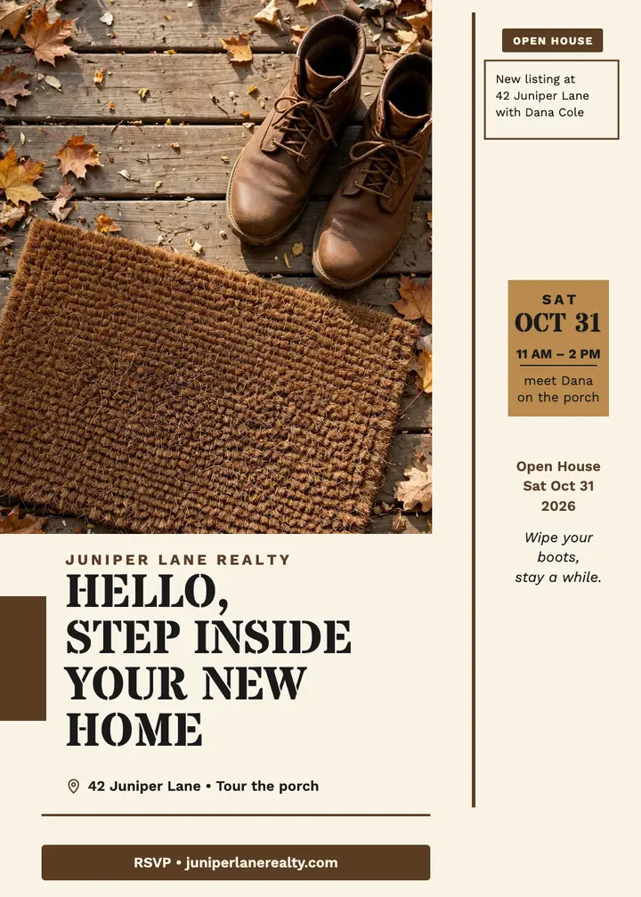 Juniper Lane open house porch invitation template