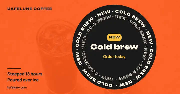 Kafelune Coffee cold brew launch, orbiting text rings template