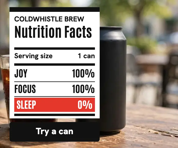 Coldwhistle Brew nutrition facts ad template