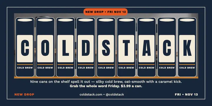 Coldstack cold brew shelf drop post template