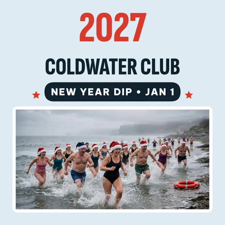 Coldwater Club New Year dip podcast cover template