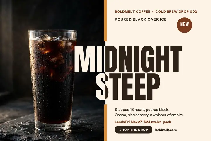 Boldmelt Midnight Steep cold brew drop template