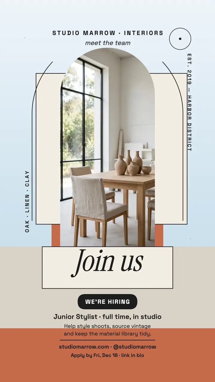 Studio Marrow hiring story collage template