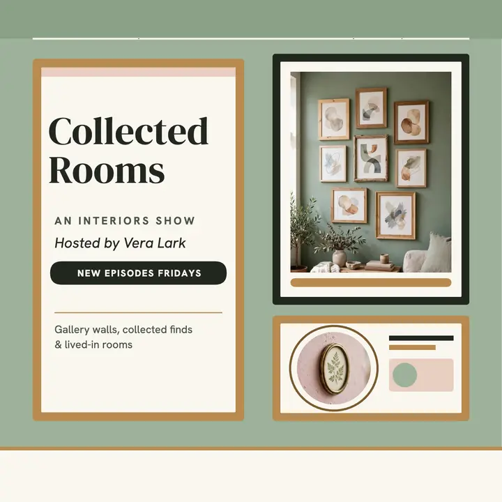 Collected Rooms interiors podcast cover template