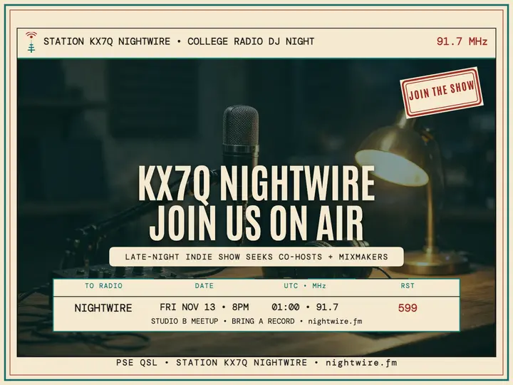 Nightwire college radio meetup slide: radio meetup slide template