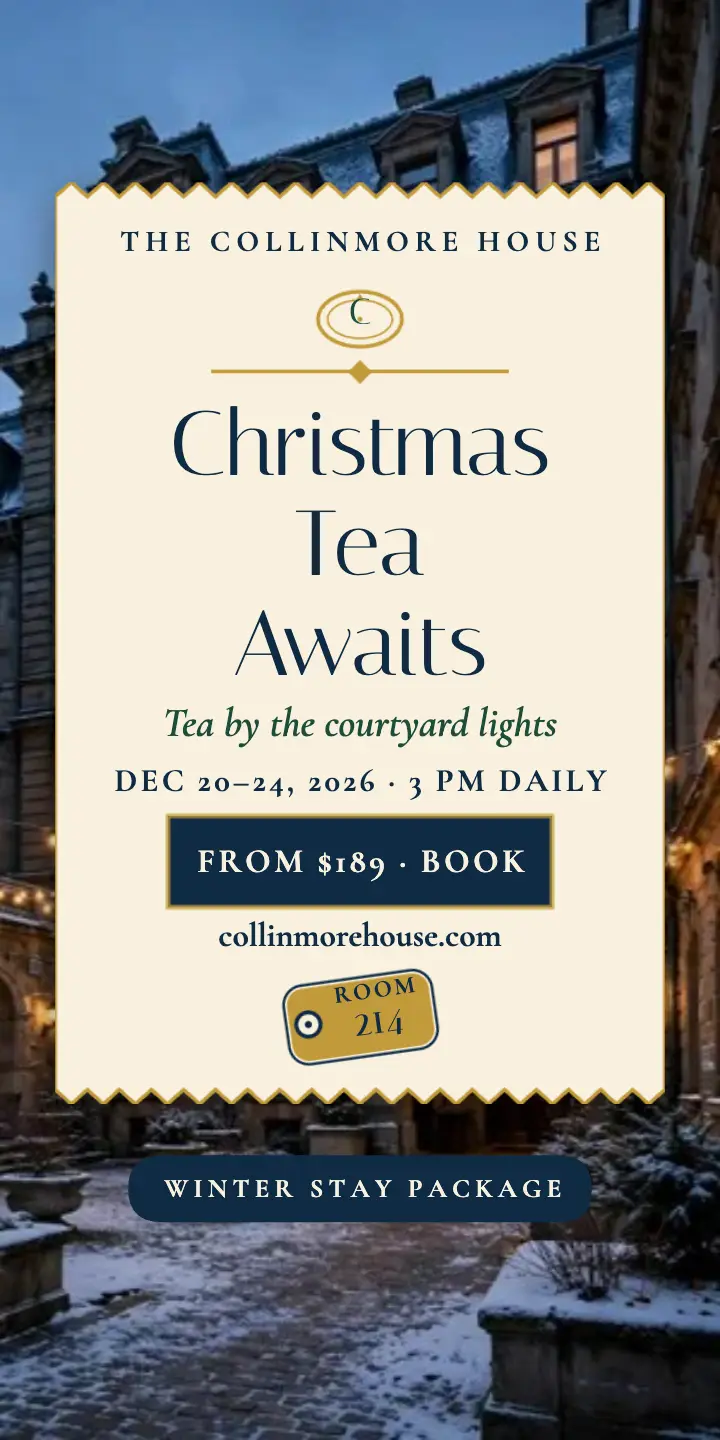 Collinmore House Christmas tea half-page ad template