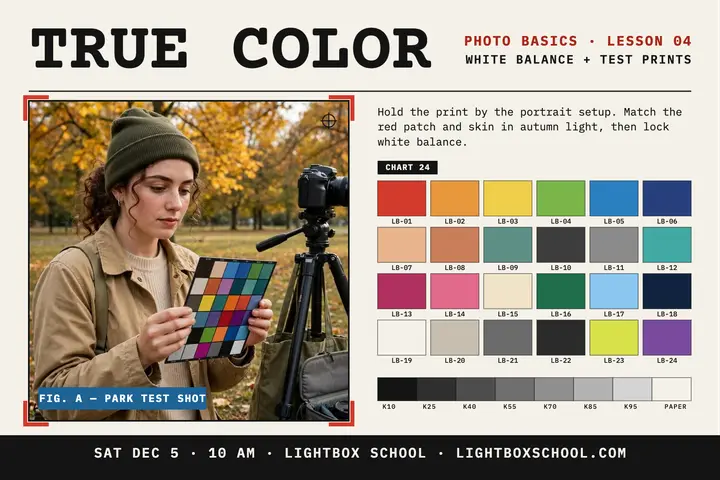 True color calibration class postcard template
