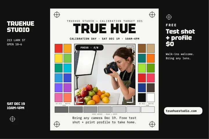 Truehue Studio calibration postcard template