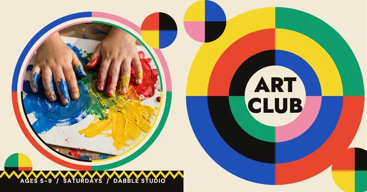 Dabble Studio Saturday art club: kids art club promo template