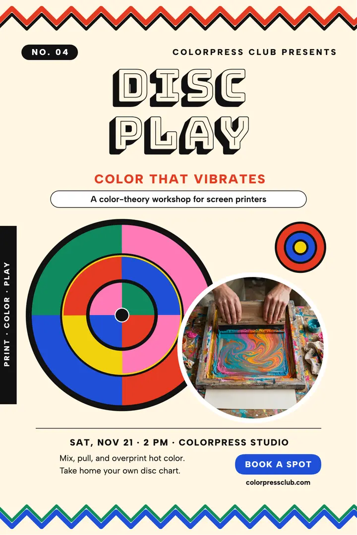 Disc Play color poster, Colorpress Club template