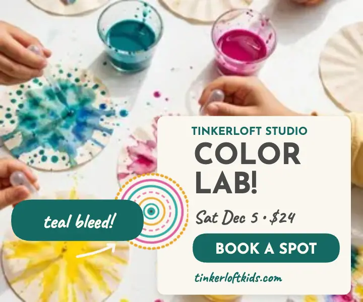 Color Lab kids workshop ad, filter rings template