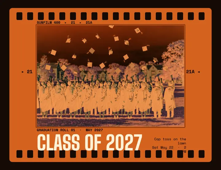 Class of 2027 film negative flyer template
