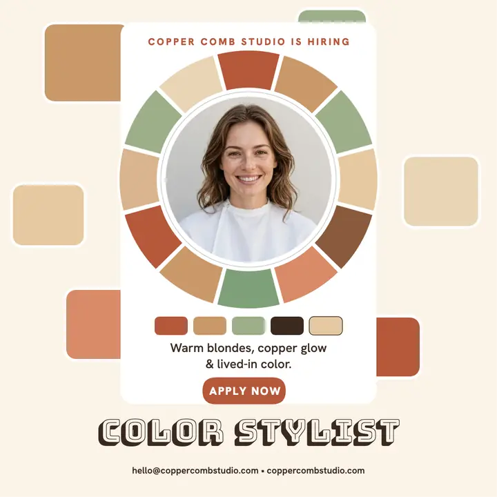 Copper Comb color stylist hiring post template