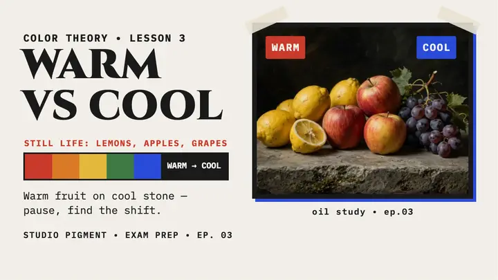 Warm vs Cool still life thumbnail, Studio Pigment template