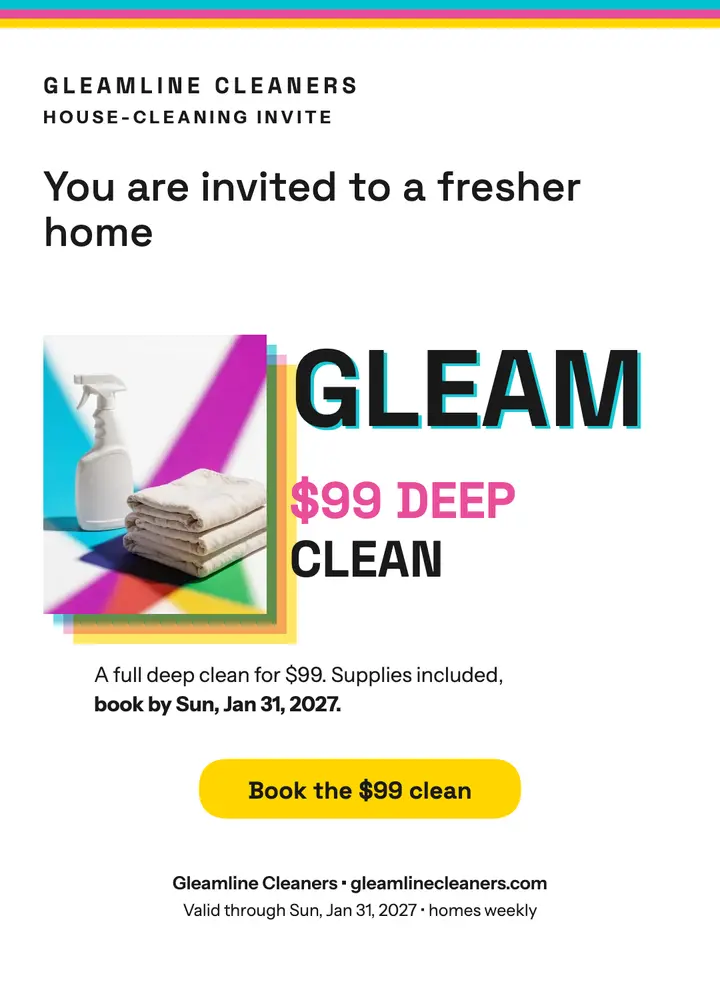 Gleamline deep clean invite template