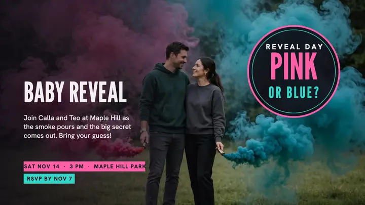 Calla and Teo smoke gender reveal thumbnail template