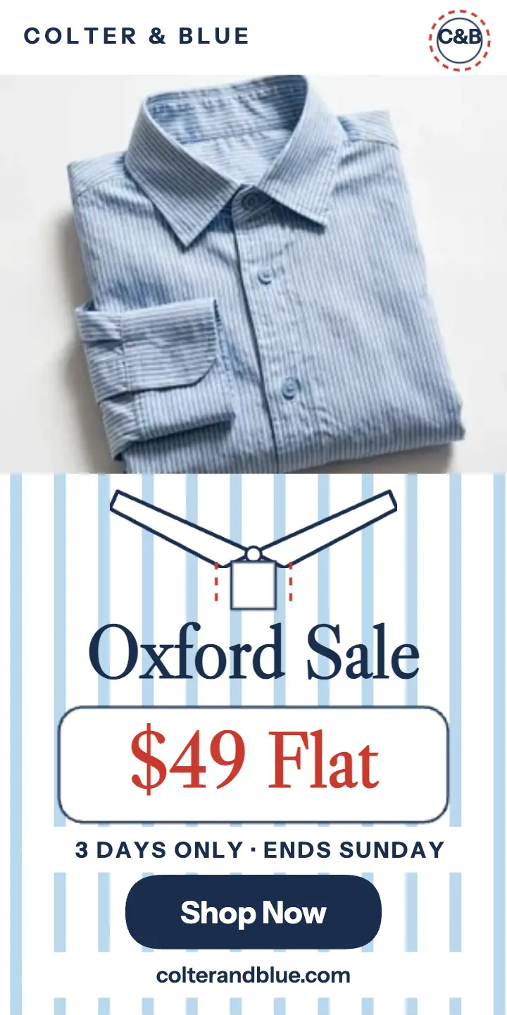 Colter and Blue oxford sale ad template