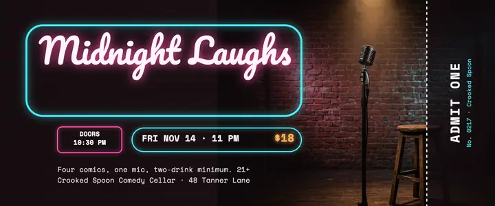 Midnight Laughs comedy cellar ticket template