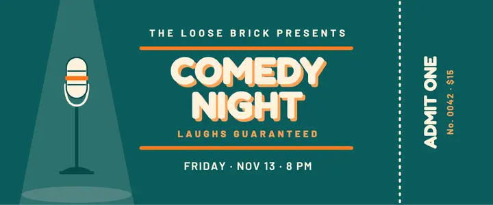 Teal and orange comedy night ticket template