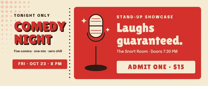 Comedy night ticket template