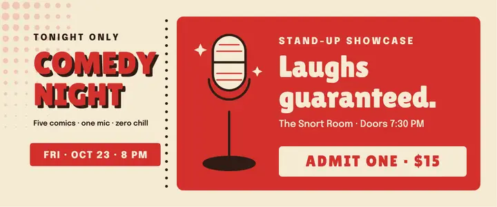 Comedy night ticket template