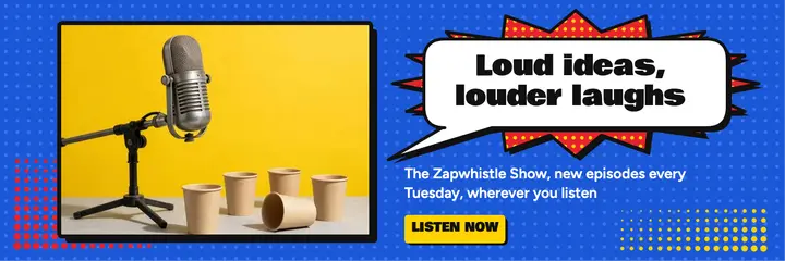 Comedy podcast X header, pop art halftone template