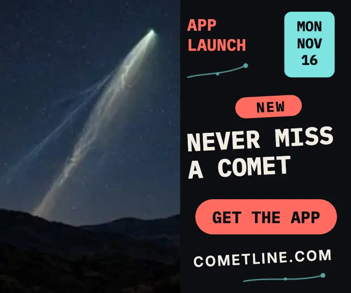 Cometline comet alert app launch ad template