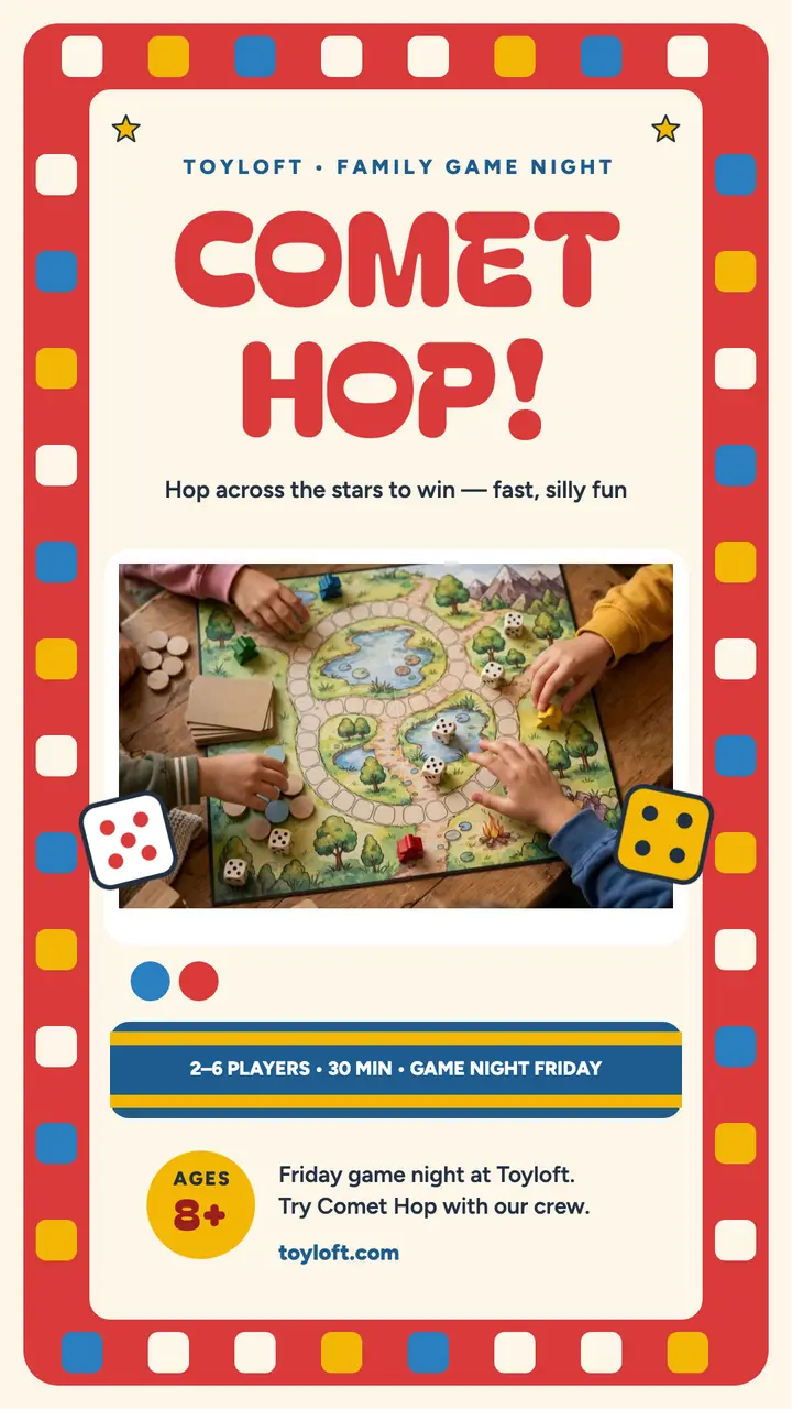 Comet Hop family game night story template