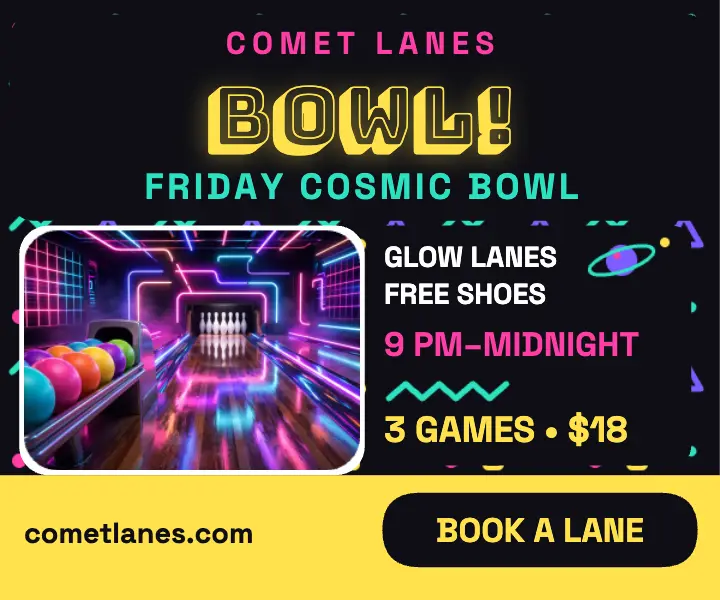 Comet Lanes cosmic bowl ad: cosmic bowl ad template