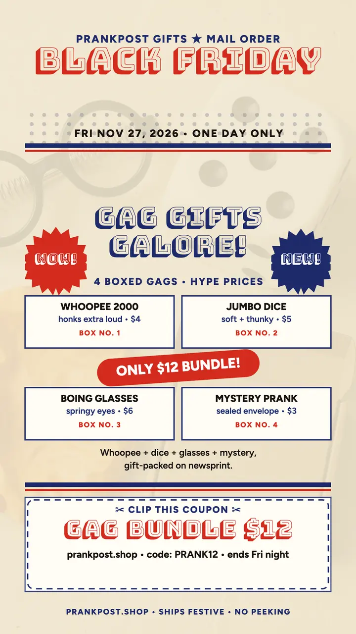 Prankpost gag gift sale comic story: gag gift sale story template