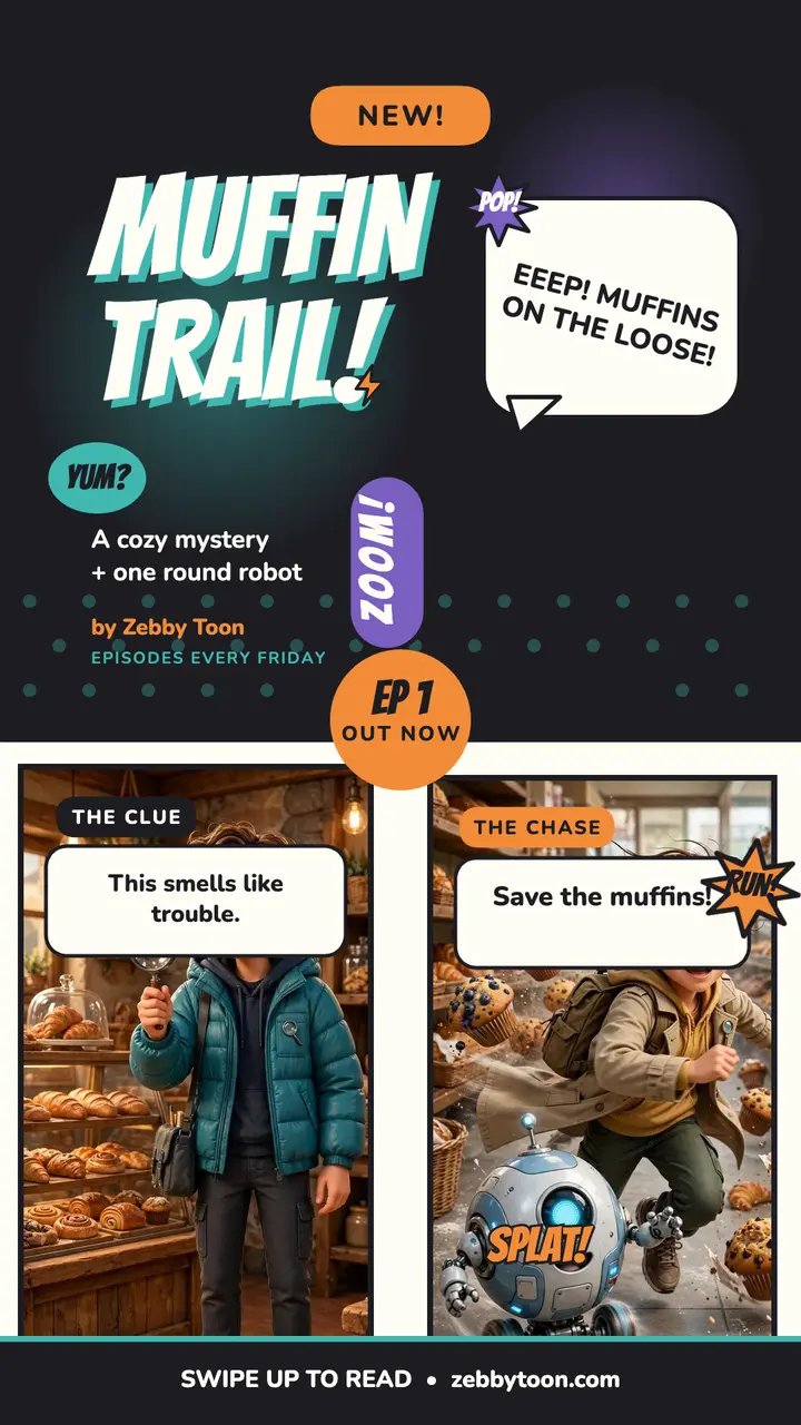 Muffin Trail cozy comic launch story template