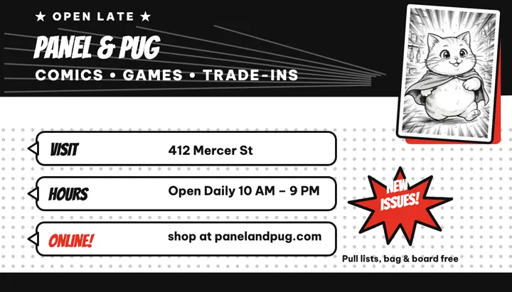 Panel and Pug comic shop card template