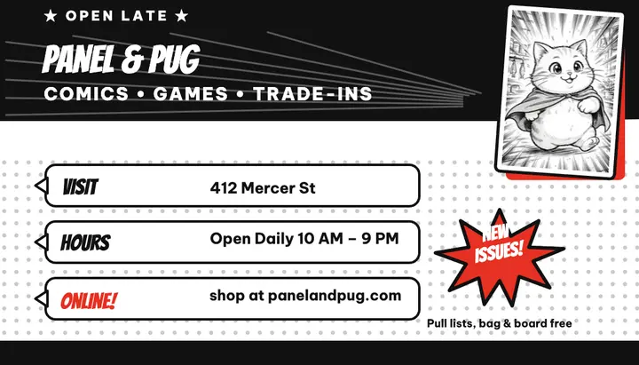 Panel and Pug comic shop card template