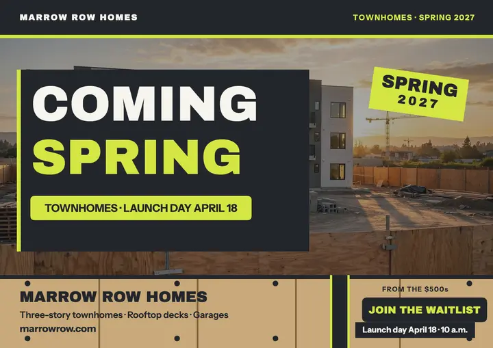 Marrow Row townhomes coming spring certificate template