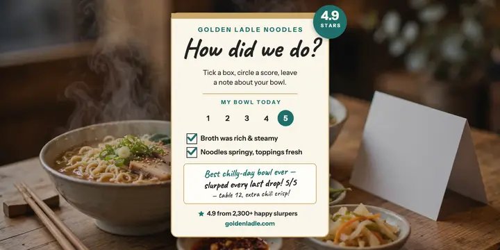 Golden Ladle noodle comment card post template