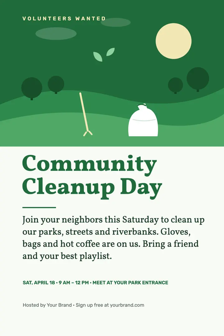 Community cleanup day poster template