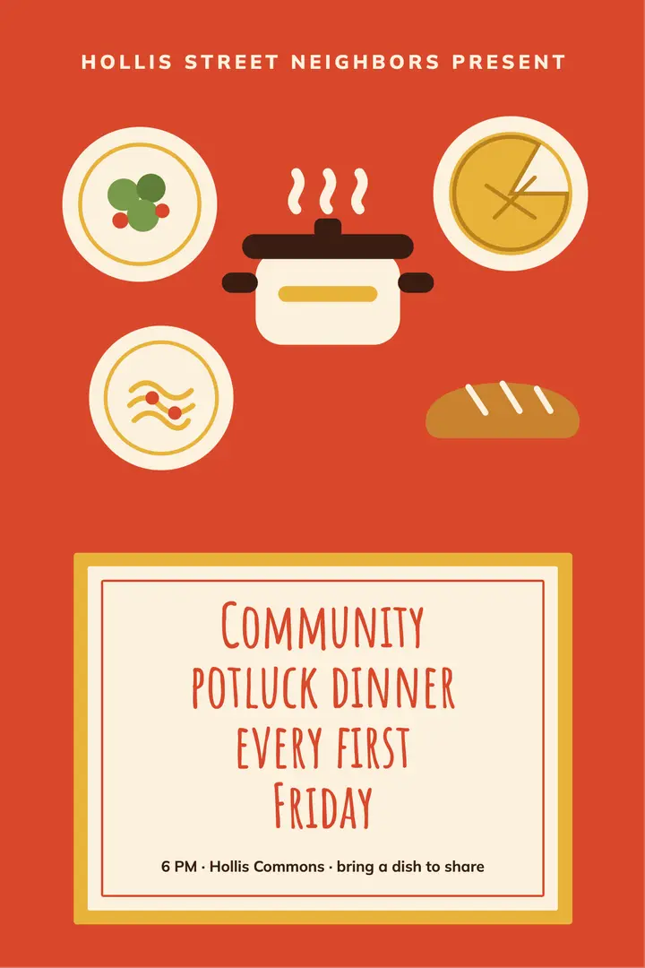 Community potluck poster template