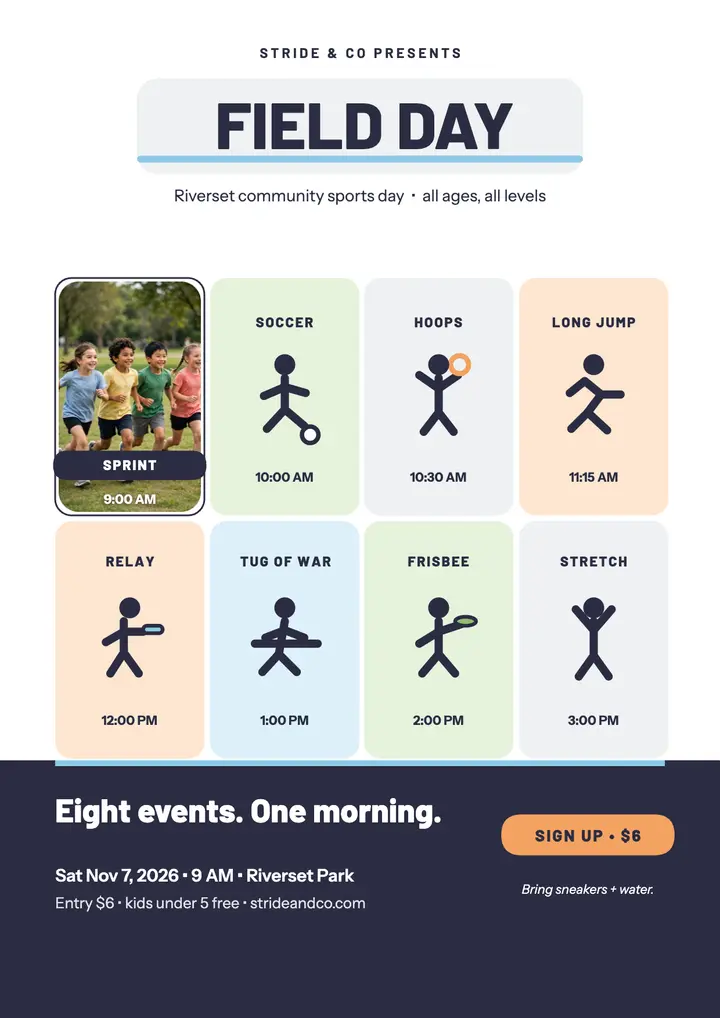 Riverset Field Day sports signup flyer template