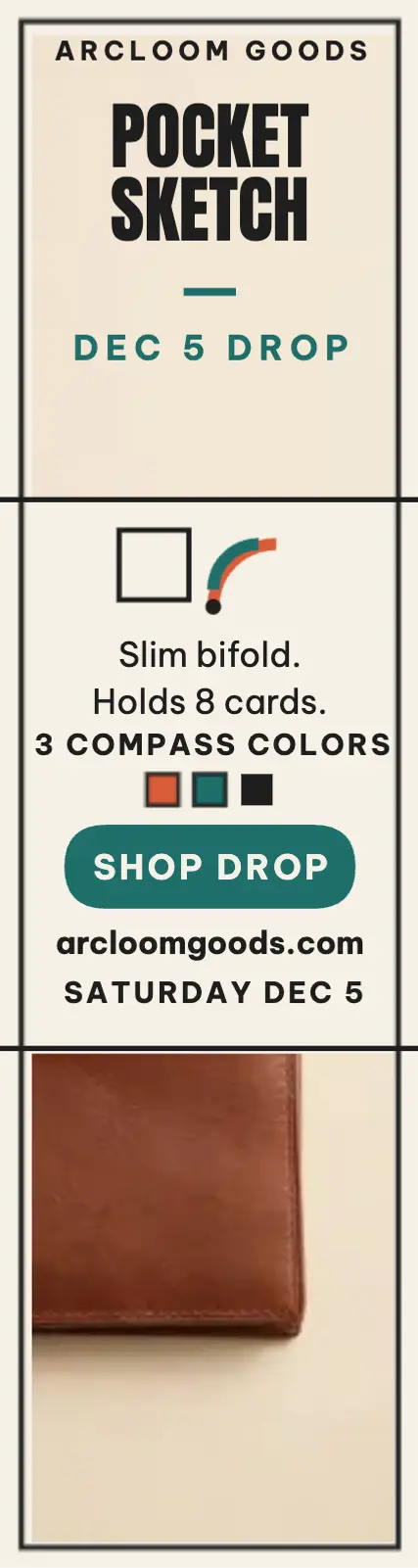 Arcloom pocket wallet drop skyscraper template