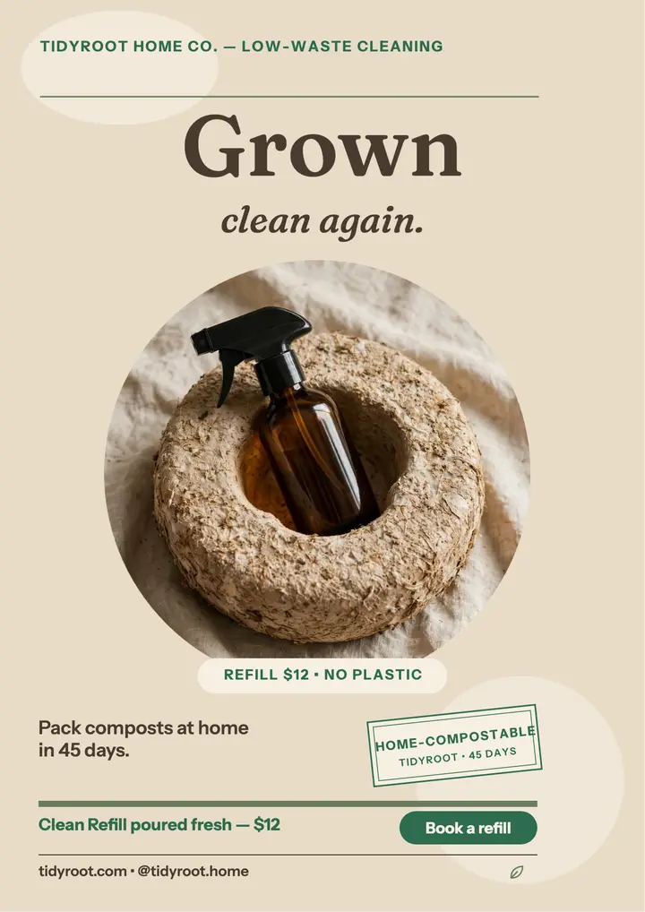 Tidyroot compostable cleaner refill flyer template
