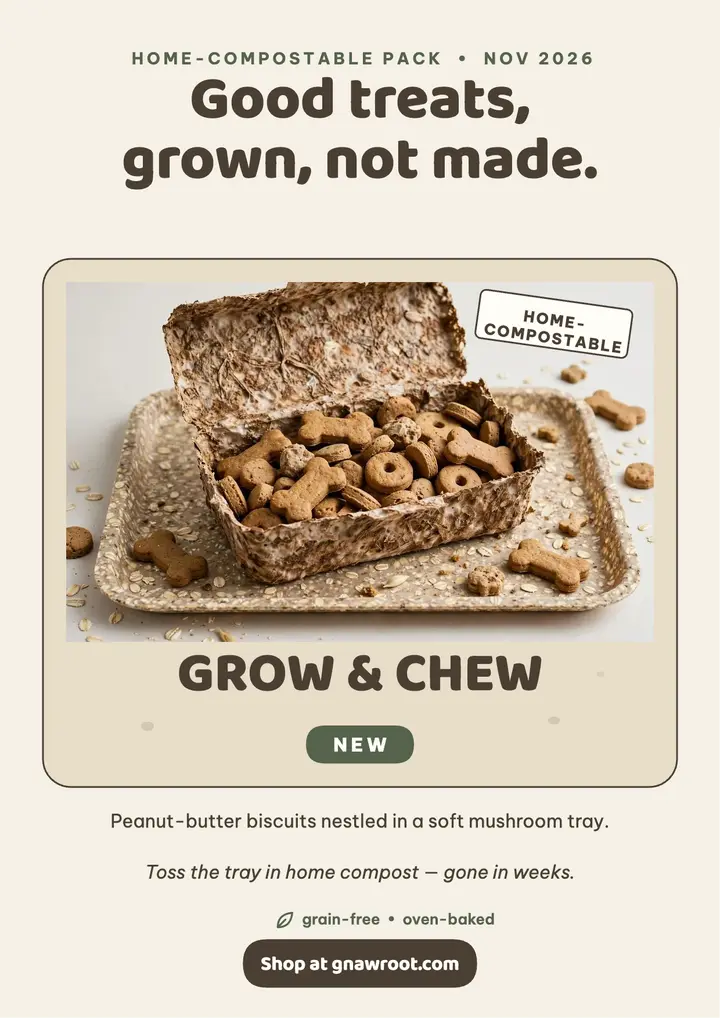 Gnawroot compostable dog treats flyer template