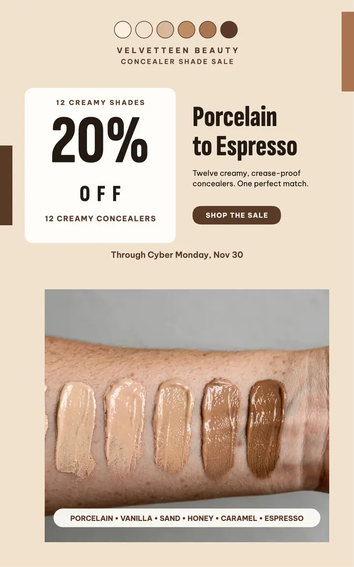 Velvetteen concealer shade sale cover template