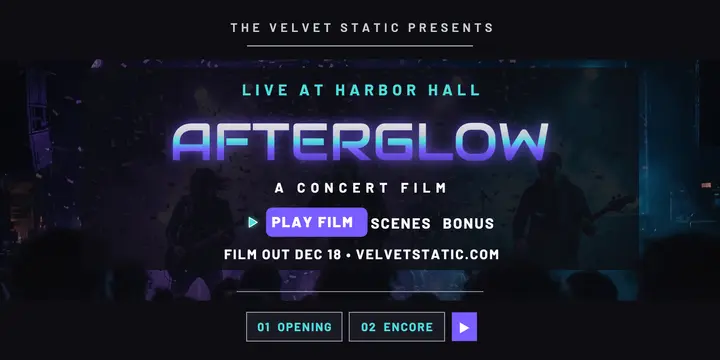 Velvet Static concert film premiere post template