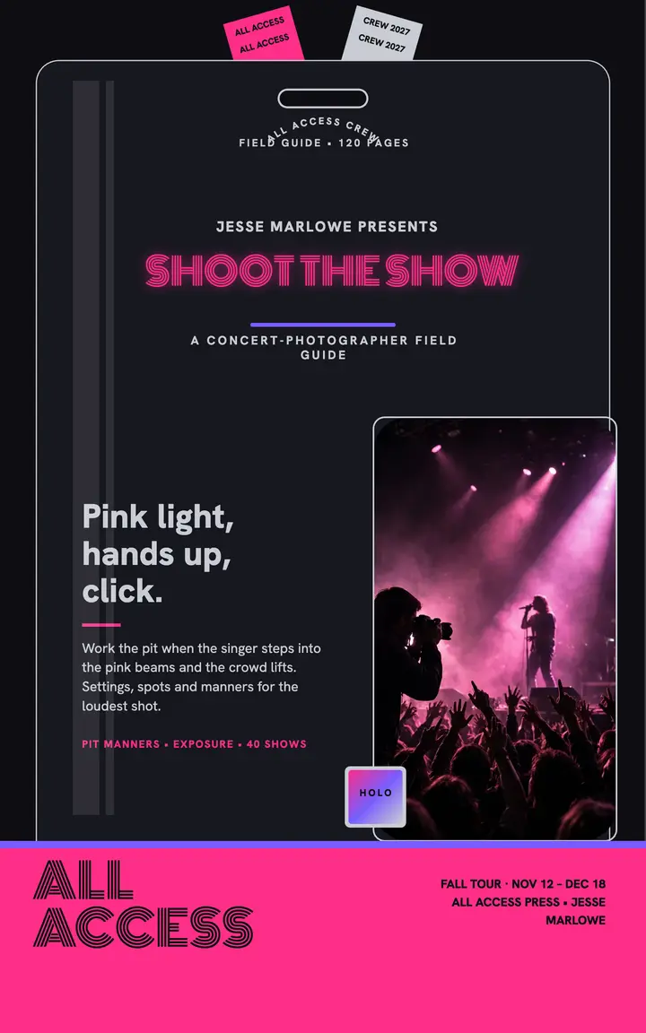 Shoot the Show pass cover, Jesse Marlowe template