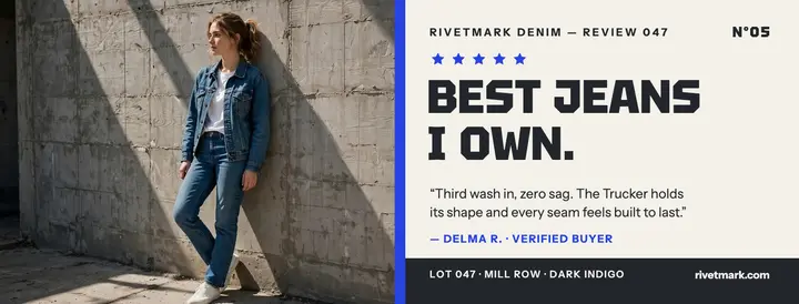 Rivetmark Denim concrete review cover template