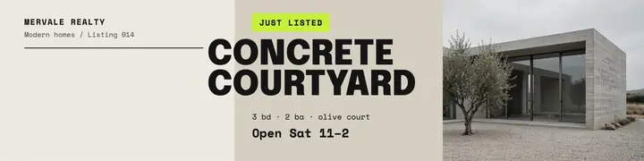 Concrete courtyard house LinkedIn banner template