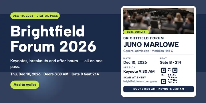 Brightfield Forum conference pass post template