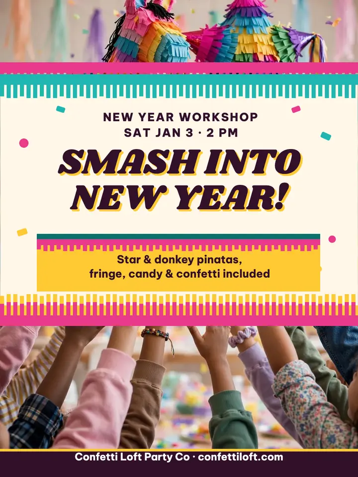 Confetti Loft pinata party workshop portrait template