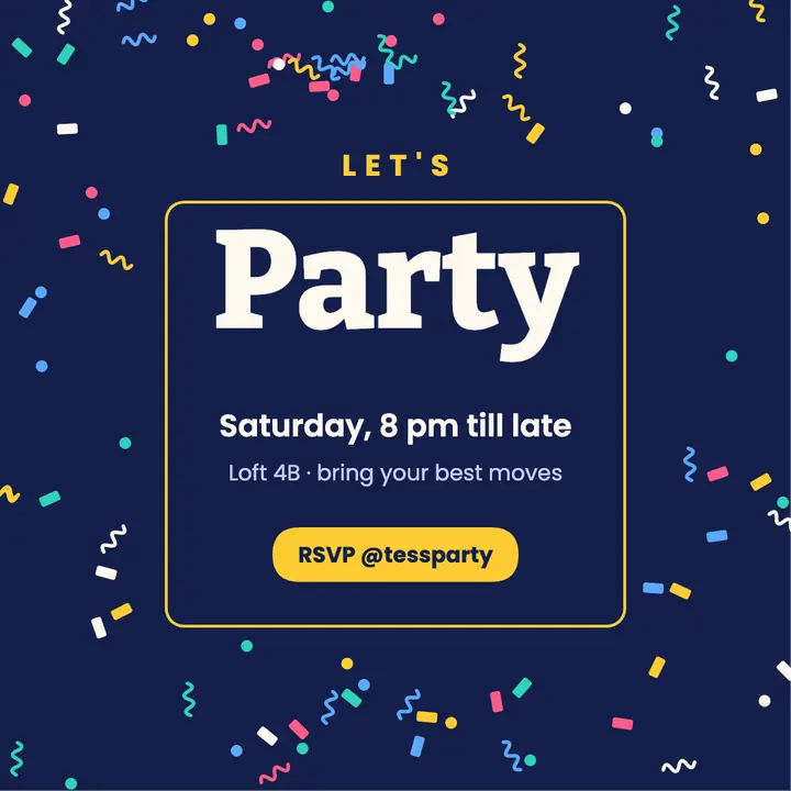 Confetti party post template
